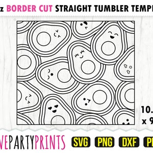 Avocados Burst Tumbler SVG, DXF, PNG, Pdf, 30 oz Skinny Tumbler Template, Tumbler Wrap File, 30oz Straight Wall, Template Cut File, (1067)