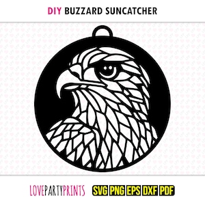 Buzzard Suncatcher SVG, Dxf, Png,Pdf, Eps, Bird of Prey Window Ornament, Sun Catcher Machine Laser Cut Silhouette, Vector Clip Art File