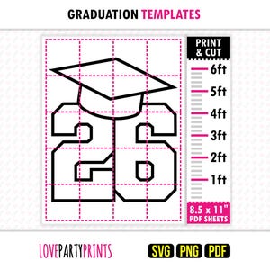 Class of 2026 Graduation Template Large Stencil Print Cut Giant Backdrop Prop SVG PDF