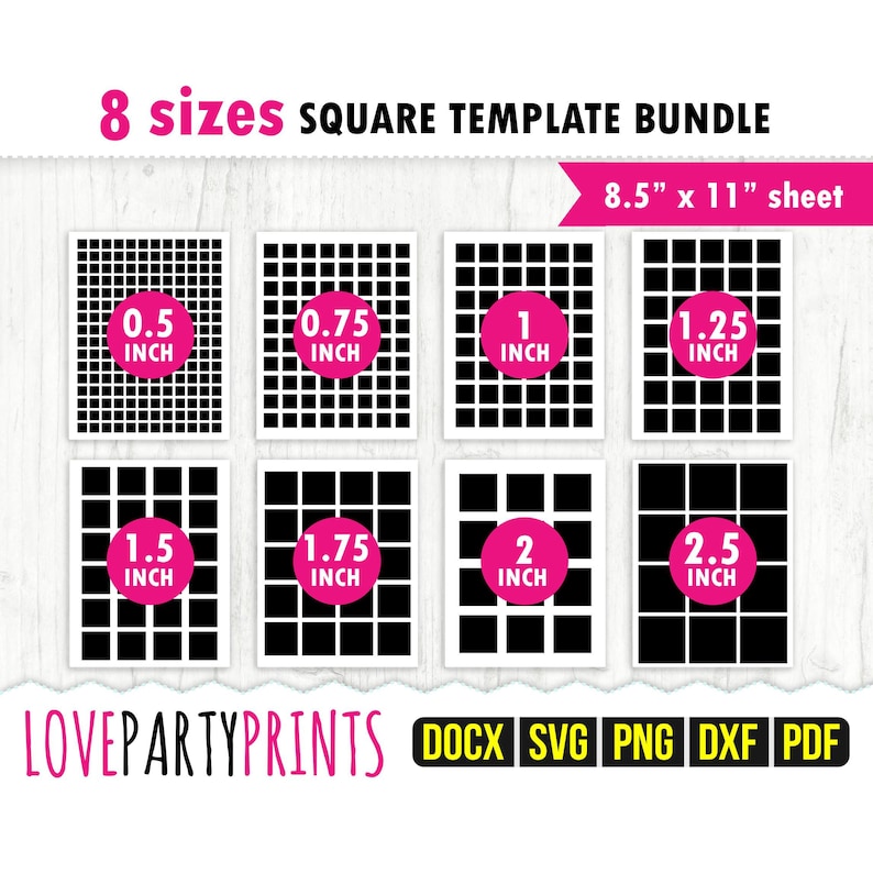 Square Template Bundle SVG, PDF, Png, Dxf, Blank Template, 8.5