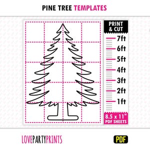 1ft - 7ft Christmas Tree PDF Template, Trace & Cut Templates, Life Size Pine Tree Outdoor Lawn Silhouette, Instant Printable Download, BT95