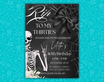RIP Thirties Birthday Invitation | Editable Canva Template | Milestone Funny 40th Birthday Party Invite | Digital Download | Mobile & 5x7