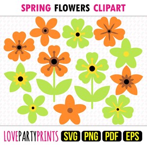 Frühlingsblumen Clipart SVG, PNG, EPS, Pdf, Layered Vektor Maschine Laser geschnitten Grafik Sublimationsdruck Designvorlagen, Instant Download