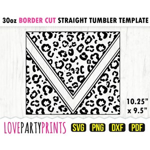 Leopard V Split Tumbler SVG, DXF, PNG, Pdf, 30 oz Skinny Tumbler Template, Tumbler Wrap File, 30oz Straight Wall, Template Cut File, 1151 image 1