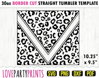 Leopard V Split Tumbler SVG, DXF, PNG, Pdf, 30 oz Skinny Tumbler Template, Tumbler Wrap File, 30oz Straight Wall, Template Cut File, 1151