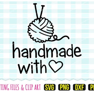 Handgefertigt mit Liebe, Herz, Stricken, Stricken, Stricken, Nadeln, Wolle, Clipart, Cut Files, 82