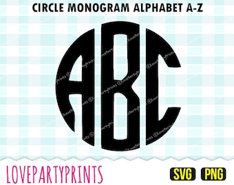 Monograma circular SVG PNG, monograma de alfabeto completo Svg, monograma Svg, letras de monograma Svg, archivos de corte y archivos de imágenes prediseñadas, 779