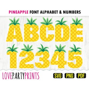 PINEAPPLE FONT Archivos SVG, Png y Pdf, 300 ppp de alta calidad, Vector de silueta, Crea tu propio banner (anb61)