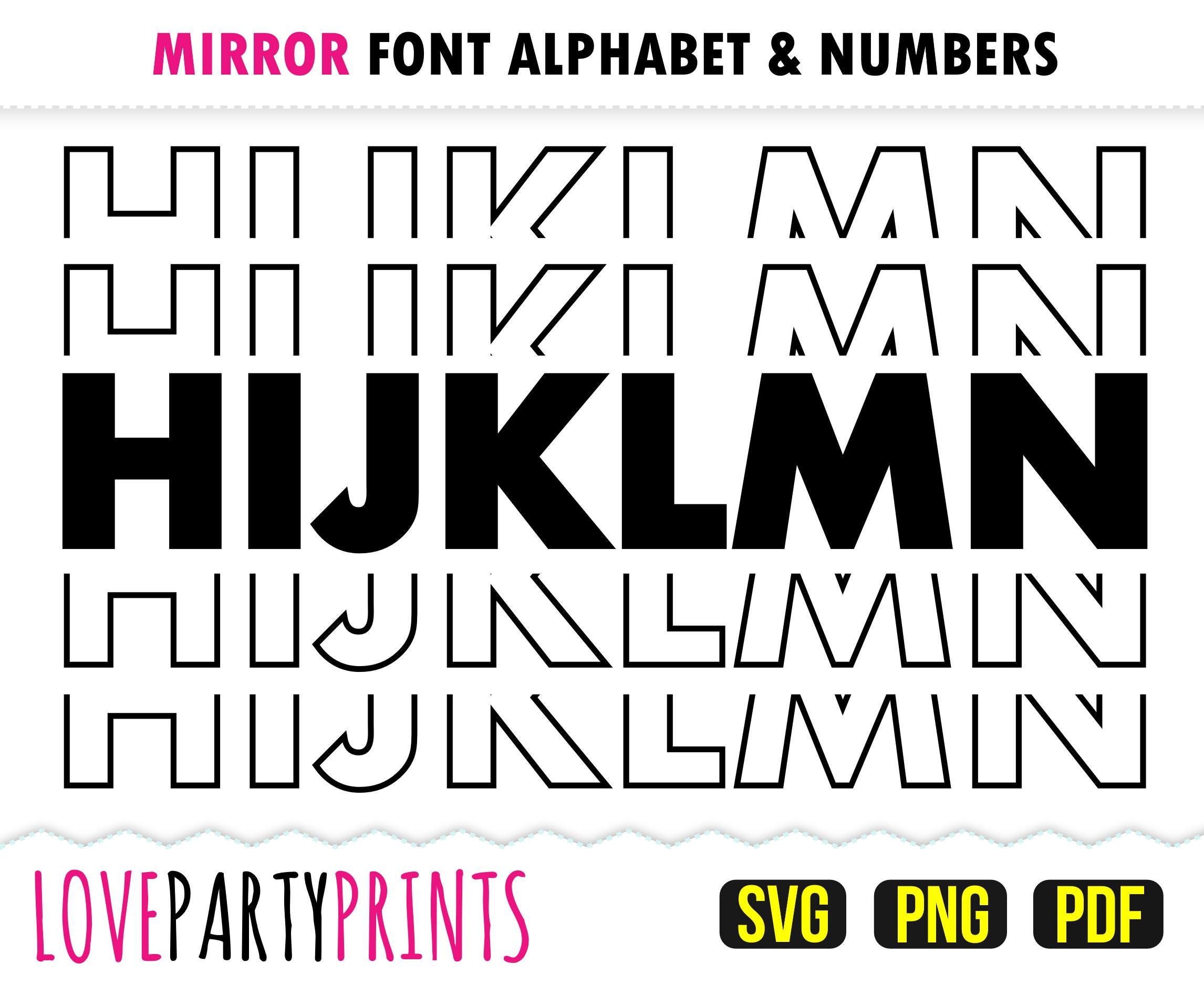 Mirror Font SVG, PNG and Pdf Files, Full Alphabet, Stacked Letters ...