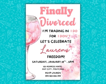 Finally Divorced Party Invitation, Editable Canva Template, Funny Divorce Invite, Freedom Celebration, Digital Download, New Chapter Party