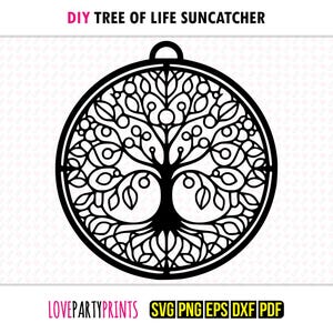 Tree of Life SVG Suncatcher, Dxf, Png, Pdf, Eps, Window Ornament Sun Catcher, Laser Cutter Silhouette Vector Clip Art, Cutting Files, 1312