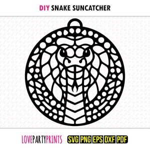 Snake Suncatcher SVG, DXF, PNG, Pdf, Eps, Safari Animal Raam Ornament Sun Catcher, Machine Lasergesneden, Silhouet Vector Clip Art-bestand
