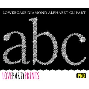 DIAMOND BUCHSTABEN Clipart PNG-Dateien, vollständiges Diamant-Alphabet, Kleinbuchstaben, 300 dpi hohe Qualität, erstellen Sie Ihr eigenes Banner oder Zeichen (CA54)