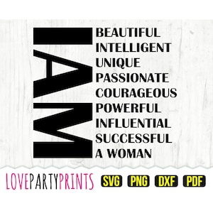 Je suis une femme SVG, DXF, PNG, Pdf, Svg positif, Svg motivant, Svg inspirant, affirmer des mots Svg, Clipart, Svg femme, couper des fichiers, 911