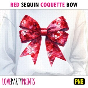 Valentines Sequin Bow PNG Sublimation Red Coquette Christmas Winter Love Sparkle Sequins Ribbon Girl Shirt PNG Design Digital Download 1604