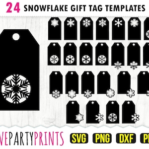 Gift Tag SVG PNG PDF Dxf, Snowflake Gift Tag Svg, Gift Tags Svg, Snowflake Gift Tags, Gift Label Svg, Christmas Tags, Instant Download, 1270