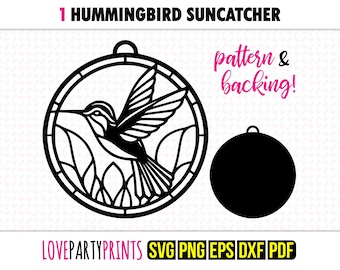 Hummingbird SVG Suncatcher, Dxf, Png, Pdf, Eps, Bird Window Ornament Sun Catcher, Laser Cutter Silhouette Vector Clip Art, Cutting Files