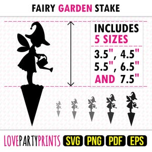 Feengartenstecker, SVG, PNG, EPS, Pdf, Blumentopfstecker, Gartenstecker, Fantasy Beetstecker, Laserschnitt- und Maschinenschnittdateien, 1903