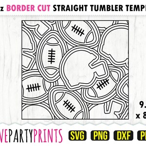 Football Burst Tumbler SVG, DXF, PNG, Pdf, 20 oz Skinny Tumbler Template, Tumbler Wrap File, 20oz Straight Wall, Template Cut File, (1080)