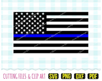 Thin Blue Line Svg, Dxf, PNG, PDF, USA Flag Svg, Blue Lives Matter Svg, Police Svg, Clipart, Cutting Files, 117