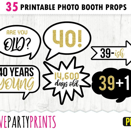 40th Birthday Printable Photo Booth Props INSTANT DOWNLOAD - Etsy