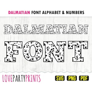 DALMATIAN FONT SVG Png Pdf, Dalmatian Alphabet, Dalmatian Numbers, Dalmatian Clipart, Dalmatian Cut Files, Printable and Cut Files, anb40