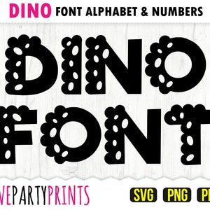 Dinosaurier Schriftart SVG, PNG, PDF, Großbuchstaben Alphabet und Zahlen plus Bonus, Babyparty Schriftart, süße Kinder Dino Buchstaben, Silhouette Schriftart Bundle, 1279
