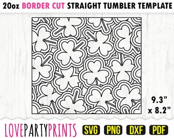 Shamrock Burst Tumbler SVG, DXF, PNG, Pdf, 20 oz Skinny Tumbler Template, Tumbler Wrap File, 20oz Straight Wall, Template Cut File, (1058)