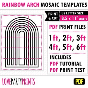 Rainbow Arch Template, All Sizes 1ft to 6ft, Arch Marquee, Mosaic from Balloons, Chiara Backdrop, 8.5"x11" Printable PDF, Instant Download