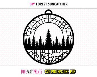Outdoors Suncatcher SVG, Dxf Png Pdf Eps, Forest Gift Window Ornament Sun Catcher, Machine Laser Cut, Silhouette Vector Clip Art File