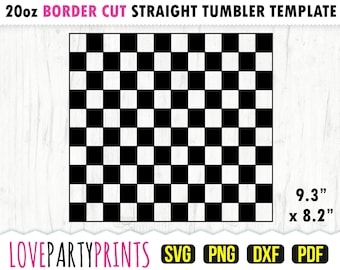 Checkered Tumbler SVG,, DXF, PNG, Pdf, 20 oz Skinny Tumbler Template, Tumbler Wrap File, 20oz Straight Wall, Template Cut File, (svg958)