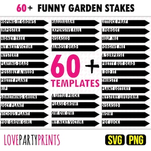 Funny Plant Stakes SVG-bundel, PNG-bundel, 60+ SVG-bestanden knippen, lasergesneden bestanden, machinaal gesneden bestanden, grappige plantmarkering, hoge kwaliteit, 1173