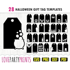 Halloween Gift Tags SVG PNG PDF Dxf, Holiday Gift Tag Svg, Spooky Gift Tag Svg, Pumpkin Gift Tag, Witch Gift Tag Svg, Instant Download, 1278