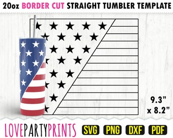 4th July Tumbler SVG, DXF, PNG, Pdf, 20 oz Skinny Tumbler Template, Tumbler Wrap File, 20oz Straight Wall, Template Cut File, 1163