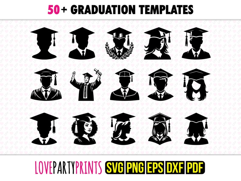 Graduation SVG Bundle, Png, Eps, Dxf, Pdf, 50+ SVG Cut Files, Laser Cut ...