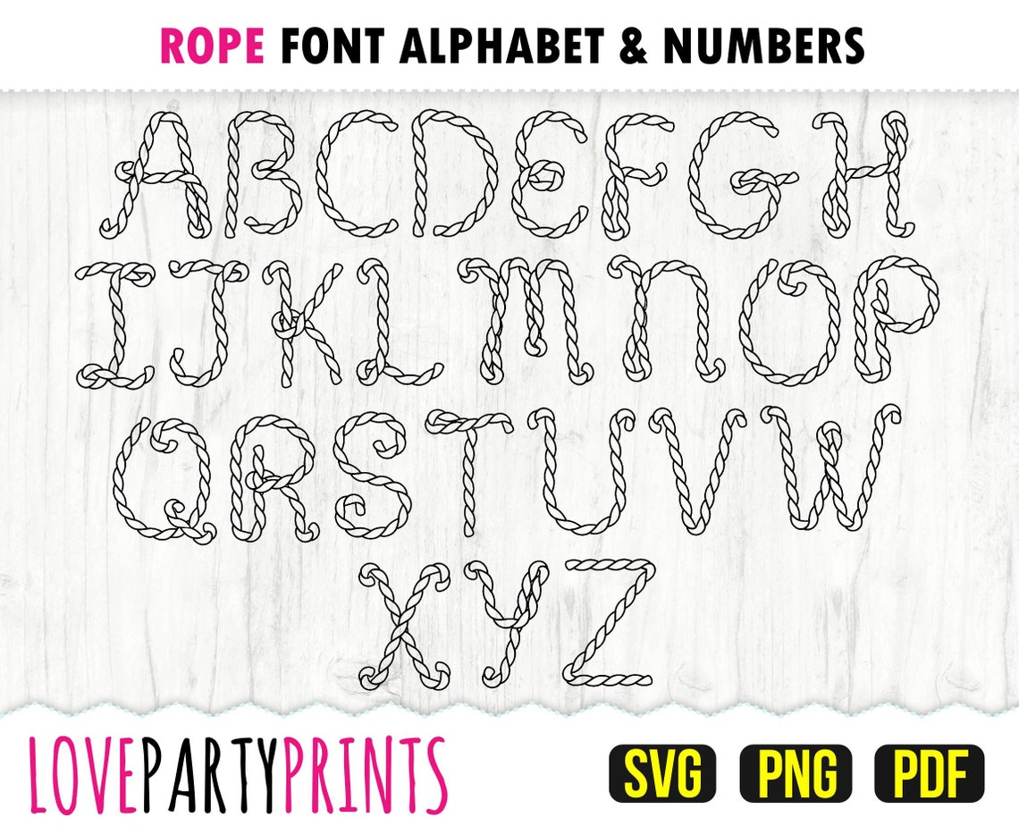 ROPE FONT SVG Png Pdf Rope Font Clipart Rodeo Font Etsy