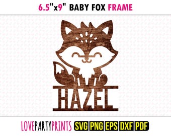 Cute Baby Fox Name Sign SVG | Personalised Woodland Nursery Wall Art | Laser Cut & Cutting Files | Forest Animal Kids Decor Dxf Png Eps Pdf