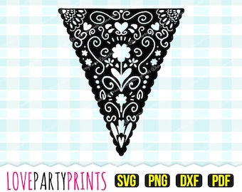 Papel Picado SVG, DXF, PNG, Pdf, Mexikanische Fiesta Banner svg, Silhouette Vektor-ClipArt, Plotterdatei, 699