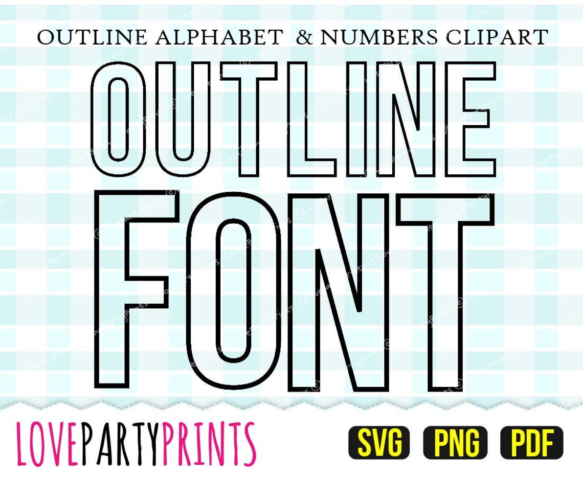 SKINNY Outline Letters and Numbers SVG Png and Pdf files Etsy
