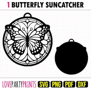 Butterfly Suncatcher SVG, DXF, PNG, Pdf, Butterflies Ornament Sun Catcher, Laser Cutter Silhouette Vector Clip Art, Cutting Files, LPP1