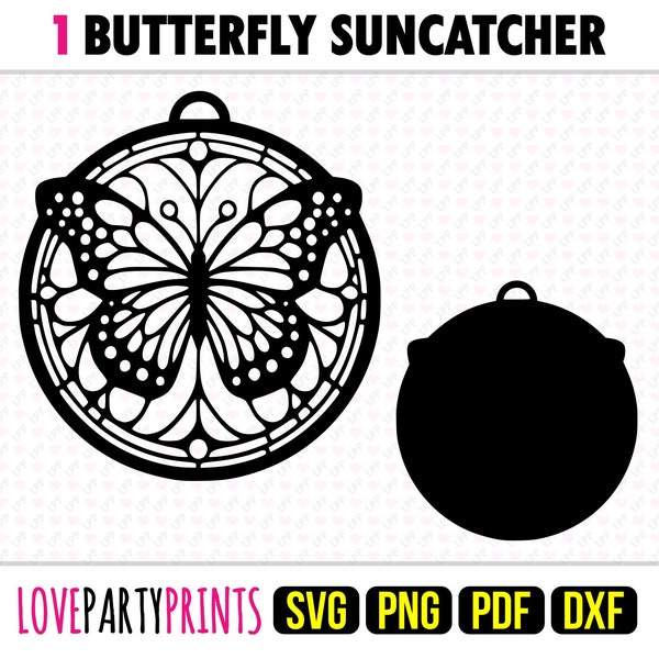 Attrape-soleil papillon SVG, DXF, PNG, Pdf, papillons ornement attrape-soleil, découpeur laser Silhouette Vector Clip Art, fichiers de découpe, LPP1
