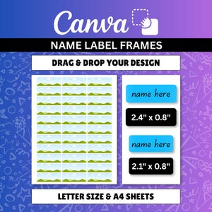 Namnetikett Canva Rammall Skoletikett Klistermärkesark Utskrivbar Sublimering Drag Drop Clipart