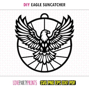 Acchiappasole a forma di aquila SVG, DXF, PNG, Pdf, Eps, ornamento patriottico da appendere, modello vettoriale per taglio laser, 1452