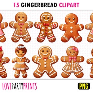 Gingerbread Man Clipart PNG Bundle, Pão de gengibre de Natal, Mulher de gengibre, Fundo transparente, Alta qualidade, Download instantâneo, 1669