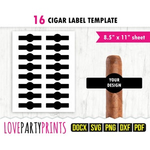 Cigar Label Template SVG, PDF, Png, Dxf, Blank Cigar Label Template, Ms Word Docx, Labels, US Letter Pdf, Svg Cut File, CA103