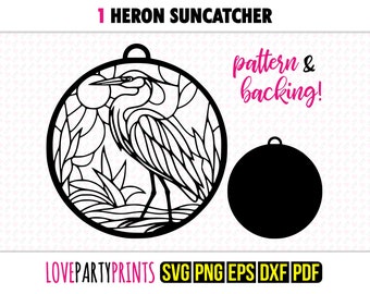 Heron Suncatcher SVG, Dxf, Png, Pdf, Eps, zomer venster ornament Sun Catcher, laser cutter silhouet vector illustraties, snijden bestanden