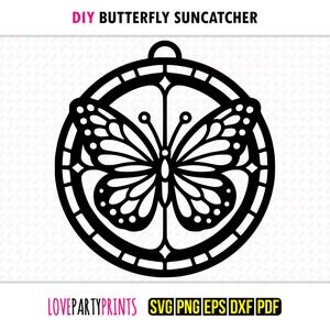 Butterfly Suncatcher SVG, DXF, PNG, Pdf, Eps, Butterflies Ornament Sun Catcher, Laser Cutter Silhouette Vector Clip Art, Cutting Files, 1350