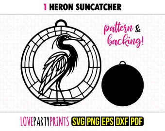 Heron Suncatcher SVG, Dxf, Png, Pdf, Eps, Summer Window Ornament Sun Catcher, Laser Cutter Silhouette Vector Clip Art, Cutting Files