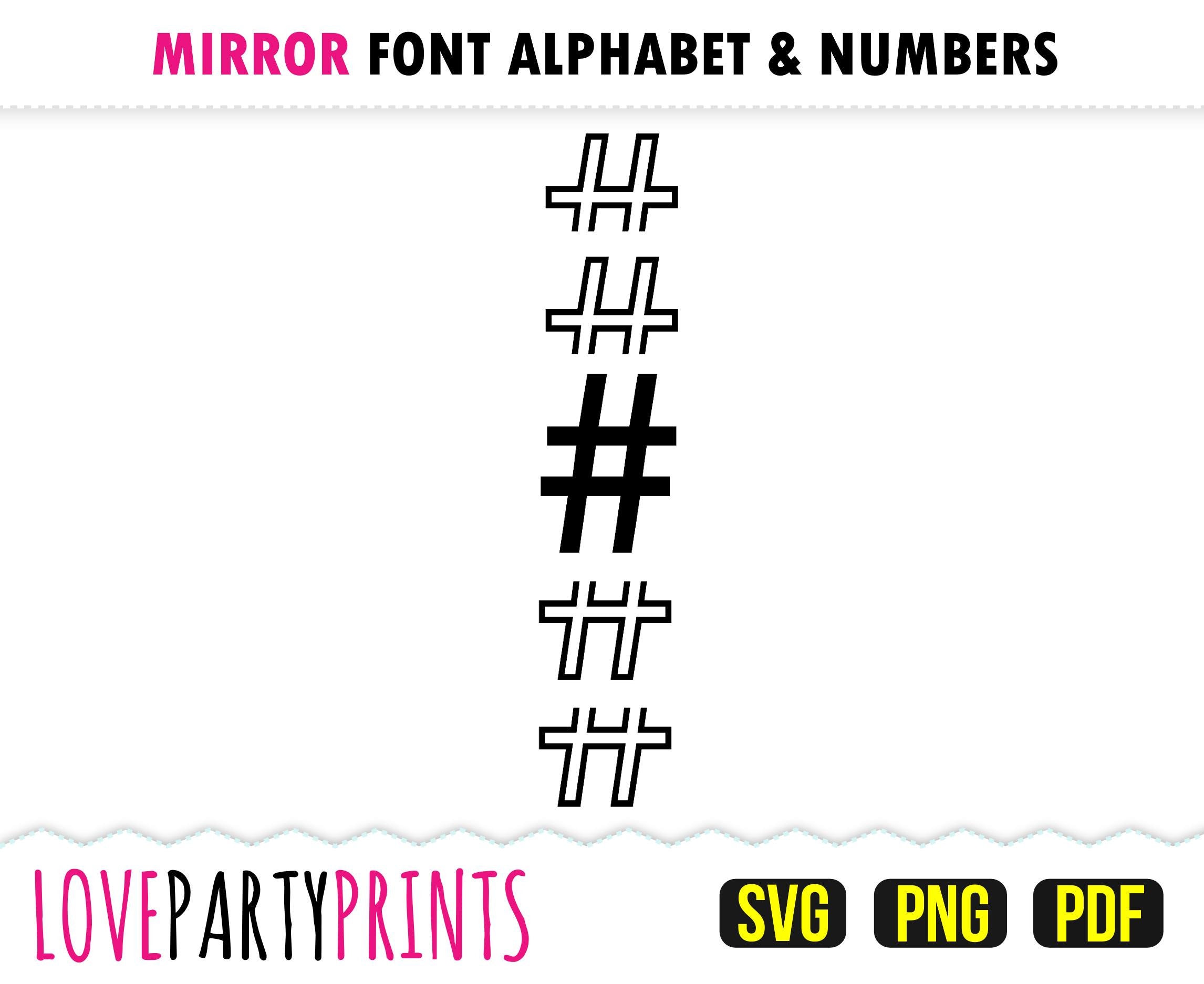 Mirror Font SVG PNG and Pdf Files Full Alphabet Stacked - Etsy