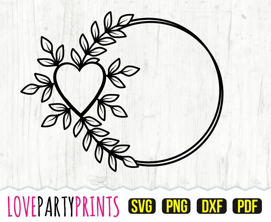 Heart Wreath SVG DXF PNG Pdf Leaf Border Svg Floral - Etsy